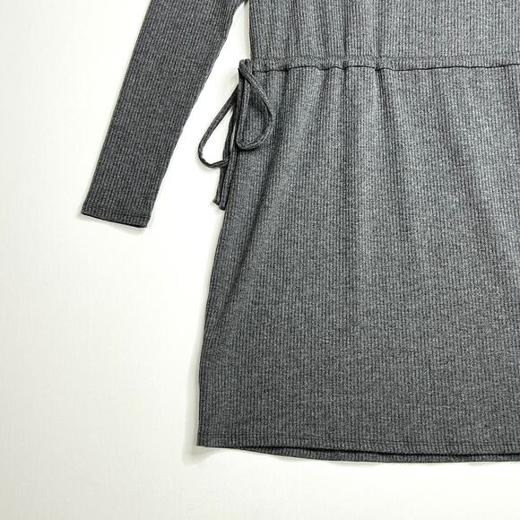 Charles Henry Long Sleeve Cinch Waist Ribbed Knit Dress Gray Womens Small - Picture 4 of 9